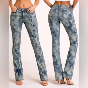 Anthropologie PILCRO Slim Boyfriend Tye Dye Blue Denim Jeans W26 L32